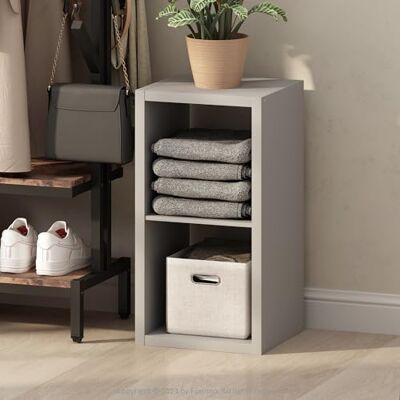 Furinno Étagère de rangement multifonction à dos ouvert cubique pour vêtements et placard, 2 cubes, gris clair Furinno Étagère de rangement multifonction à dos ouvert cubique pour vêtements et placard, 2 cubes, gris clair