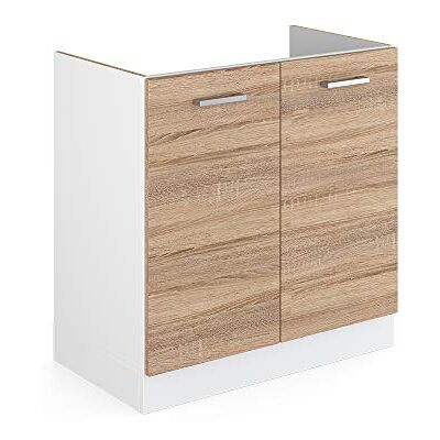 Vicco Meuble bas pour l'évier "R-Line", Sonoma, 80cm avec portes, sans PT, adapté au montage sous les plans de travail dans les cuisines Vicco Meuble bas pour l'évier "R-Line", Sonoma, 80cm avec portes, sans PT, adapté au montage sous les plans de travail dans les cuisines
