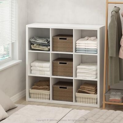 Furinno Étagère de rangement multifonction à dos ouvert cubique pour vêtements et placard, 9 cubes, blanc Furinno Étagère de rangement multifonction à dos ouvert cubique pour vêtements et placard, 9 cubes, blanc