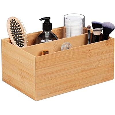 Relaxdays Boîte de rangement en bambou, 2 compartiments, empilable, caisse sans couvercle, HxLxP : 14x30x20 cm, nature Relaxdays Boîte de rangement en bambou, 2 compartiments, empilable, caisse sans couvercle, HxLxP : 14x30x20 cm, nature