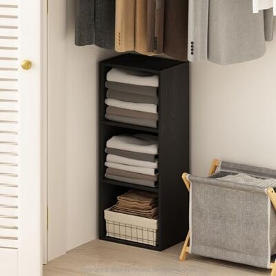Furinno Reed Étagère ouverte multifonction à 3 niveaux pour placard et vêtements, organiseur de rangement, bois noir Furinno Reed Étagère ouverte multifonction à 3 niveaux pour placard et vêtements, organiseur de rangement, bois noir