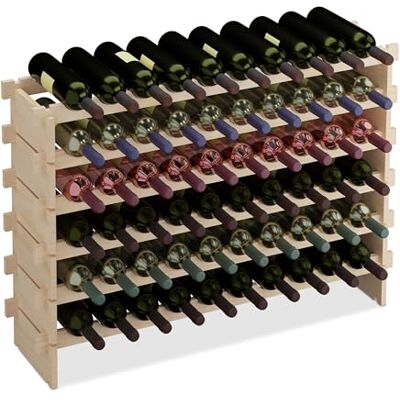 Relaxdays Casier à vin, pour 60 bouteilles, étagère empilable, naturel 73 x 103 x 25 cm, extensible, bois de pin Relaxdays Casier à vin, pour 60 bouteilles, étagère empilable, naturel 73 x 103 x 25 cm, extensible, bois de pin