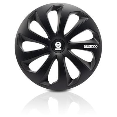 SPARCO SPC1470BK Enjoliveur Sicilia, Noir, Set de 4, 14 SPARCO SPC1470BK Enjoliveur Sicilia, Noir, Set de 4, 14