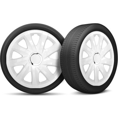 moto-MOLTICO Lot de 4 enjoliveurs de 13" compatibles avec toutes les jantes en acier Anneau de sécurité réglable Blanc moto-MOLTICO Lot de 4 enjoliveurs de 13" compatibles avec toutes les jantes en acier Anneau de sécurité réglable Blanc
