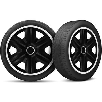 moto-MOLTICO Lot de 4 enjoliveurs de 14" compatibles avec toutes les jantes en acier Anneau de sécurité réglable Noir et blanc moto-MOLTICO Lot de 4 enjoliveurs de 14" compatibles avec toutes les jantes en acier Anneau de sécurité réglable Noir et blanc
