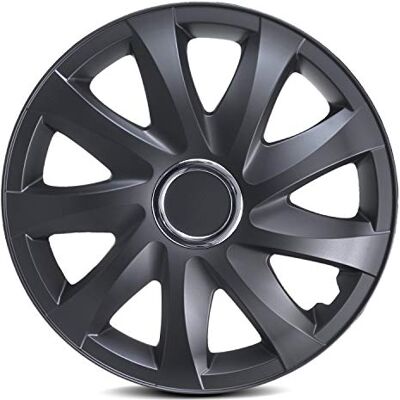 NRM Lot de 4 enjoliveurs Drift noir mat 15'' NRM Lot de 4 enjoliveurs Drift noir mat 15''