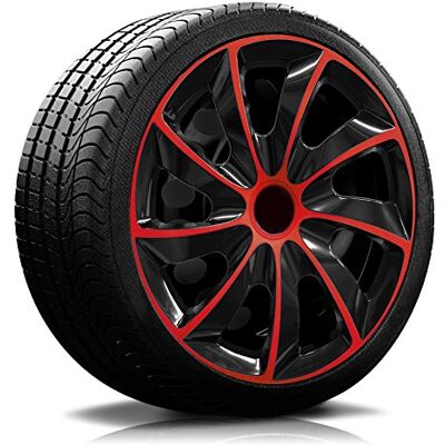 König Lot de 4 enjoliveurs RKK02 Multi-Color Line (noir et rouge) 16 König Lot de 4 enjoliveurs RKK02 Multi-Color Line (noir et rouge) 16