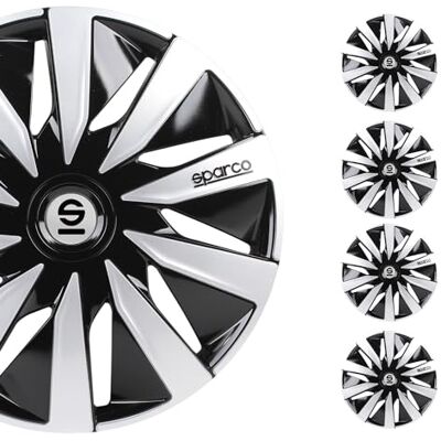 SPARCO Set SPC1591BKSV enjoliveurs Lazio 15 pouHardliness Noir/Argent SPARCO Set SPC1591BKSV enjoliveurs Lazio 15 pouHardliness Noir/Argent