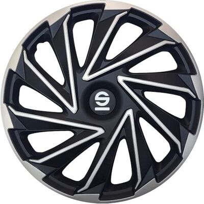 Sparco Enjoliveurs Varese 16-pouces Argent/Noir Set de 4 pièces Sparco Enjoliveurs Varese 16-pouces Argent/Noir Set de 4 pièces