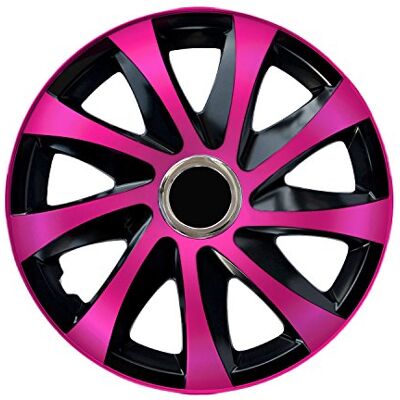 NRM Lot de 4 Enjoliveurs 14 Pouces Extra Drift Centurion Rose/Noir NRM Lot de 4 Enjoliveurs 14 Pouces Extra Drift Centurion Rose/Noir
