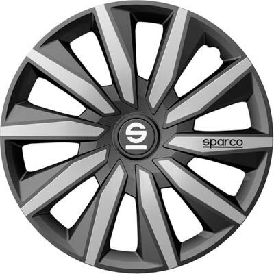 SPARCO Enjoliveurs Milano 15-pouces Gris/Argent Set de 4 pièces SPARCO Enjoliveurs Milano 15-pouces Gris/Argent Set de 4 pièces