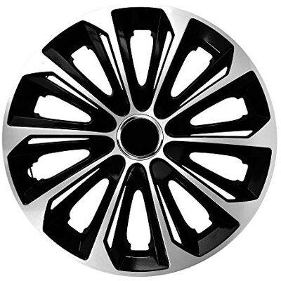 NRM Lot de 4 enjoliveurs extra résistants Noir/argenté 16'' NRM Lot de 4 enjoliveurs extra résistants Noir/argenté 16''