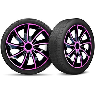 moto-MOLTICO Lot de 4 enjoliveurs de voiture compatibles avec toutes les jantes en acier Anneau de sécurité réglable 13 pouces Noir/rose moto-MOLTICO Lot de 4 enjoliveurs de voiture compatibles avec toutes les jantes en acier Anneau de sécurité réglable 13 pouces Noir/rose