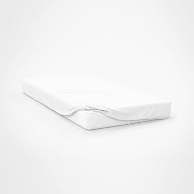 Soleil d'ocre , Drap Housse, Coton 57 Fils, Blanc, 140x200 cm Soleil d'ocre , Drap Housse, Coton 57 Fils, Blanc, 140x200 cm