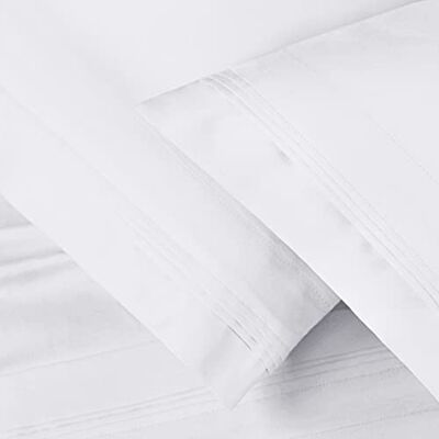 Superior Lot de 2 taies d'oreiller 100% coton peigné à fibres longues 650 fils au pouce carré, lit king size, uni, blanc Superior Lot de 2 taies d'oreiller 100% coton peigné à fibres longues 650 fils au pouce carré, lit king size, uni, blanc