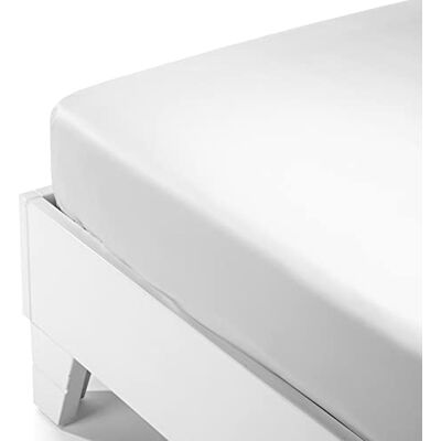 Caleffi 47506 Raso Drap inférieur, satin de coton, blanc, lit double, 47506 Caleffi 47506 Raso Drap inférieur, satin de coton, blanc, lit double, 47506