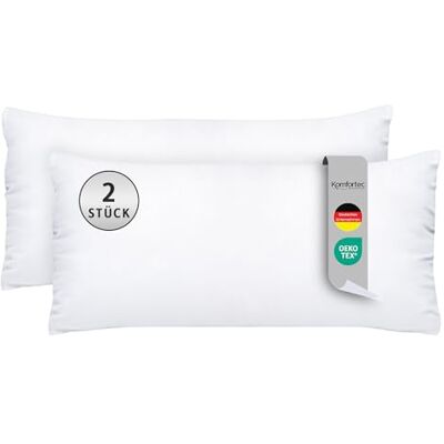 Komfortec Lot de 2 oreillers 40 x 80 cm avec housse (blanc) Komfortec Lot de 2 oreillers 40 x 80 cm avec housse (blanc)