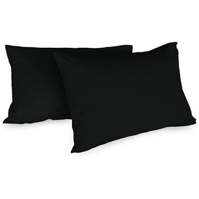 zer0bed , Paire de taies d'oreiller en coton, 52 x 80 cm, noir, lot de 2, couleur unie, 100% coton, coussin de lit, fermeture à enveloppe zer0bed , Paire de taies d'oreiller en coton, 52 x 80 cm, noir, lot de 2, couleur unie, 100% coton, coussin de lit, fermeture à enveloppe
