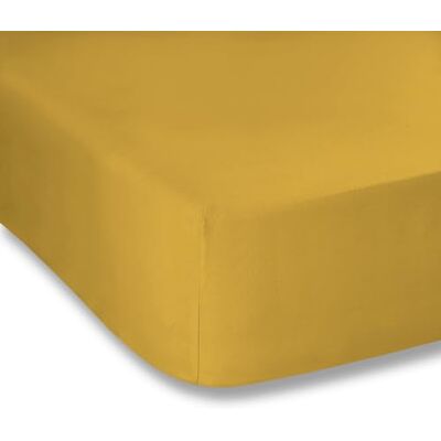 Bianca Plain Dyed Mustard Drap-housse 105 x 200 cm 100% coton percale Bianca Plain Dyed Mustard Drap-housse 105 x 200 cm 100% coton percale