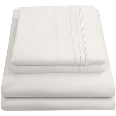 home sweet home collection Parure de lit de luxe 1800 fils au pouce carré Draps en microfibre brossée douce de qualité égyptienne Ensemble de literie avec drap plat, drap-housse, 2 taies d'oreiller home sweet home collection Parure de lit de luxe 1800 fils au pouce carré Draps en microfibre brossée douce de qualité égyptienne Ensemble de literie avec drap plat, drap-housse, 2 taies d'oreiller