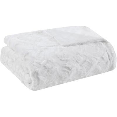 Madison Park Zuri Jeté de lit surdimensionné en fausse fourrure de vison douce et luxueuse, couverture moderne toutes saisons pour lit, canapé, bureau, motif rayé blanc, 152 x 178 cm Madison Park Zuri Jeté de lit surdimensionné en fausse fourrure de vison douce et luxueuse, couverture moderne toutes saisons pour lit, canapé, bureau, motif rayé blanc, 152 x 178 cm