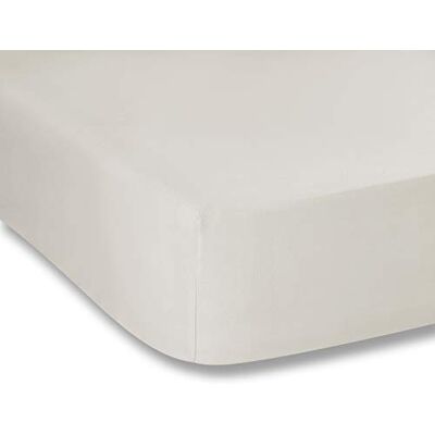 Bianca Plain Dyed Cream Drap-housse 150 x 200 cm, 100% coton percale Bianca Plain Dyed Cream Drap-housse 150 x 200 cm, 100% coton percale