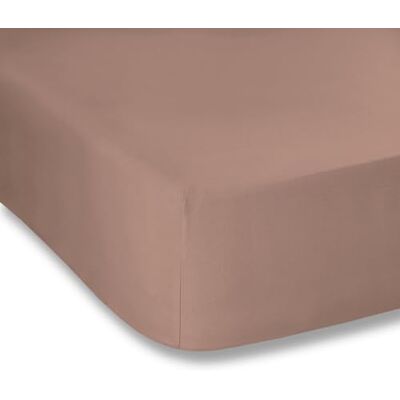 Bianca Plain Dyed Rose Tan Drap-housse 105 x 200 cm 100% coton percale Bianca Plain Dyed Rose Tan Drap-housse 105 x 200 cm 100% coton percale