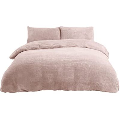 Sleepdown TeddyFleeceBeddingSet Blush, Polyester, Rose Poudré, Parure de lit Super King Size Sleepdown TeddyFleeceBeddingSet Blush, Polyester, Rose Poudré, Parure de lit Super King Size