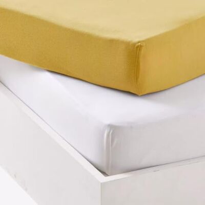 DODO Mon PTIT LOT 1 ALESE PU + 1 Drap Housse Blanc/Moutarde 60 x 120 cm DODO Mon PTIT LOT 1 ALESE PU + 1 Drap Housse Blanc/Moutarde 60 x 120 cm