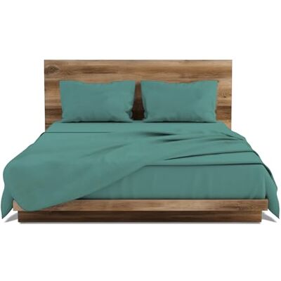 GEMITEX Parure de lit fabriquée en Italie en 100% coton, couleur unie, pour lit double, ligne coton, couleur octoan, avec traitement anti-boulochage et hypoallergénique GEMITEX Parure de lit fabriquée en Italie en 100% coton, couleur unie, pour lit double, ligne coton, couleur octoan, avec traitement anti-boulochage et hypoallergénique