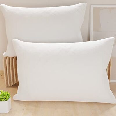 PETTI Artigiani Italiani Paire de taies d'oreiller 50 x 70 cm en microfibre, coussins d'ameublement, canapé, 2 housses de coussin, taie d'oreiller couleur unie blanche, 100% fabriquée en Italie PETTI Artigiani Italiani Paire de taies d'oreiller 50 x 70 cm en microfibre, coussins d'ameublement, canapé, 2 housses de coussin, taie d'oreiller couleur unie blanche, 100% fabriquée en Italie