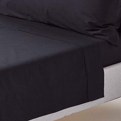 HOMESCAPES Drap Plat uni 100 % Coton égyptien 200 Fils, Drap de lit Noir 230 x 255 cm HOMESCAPES Drap Plat uni 100 % Coton égyptien 200 Fils, Drap de lit Noir 230 x 255 cm