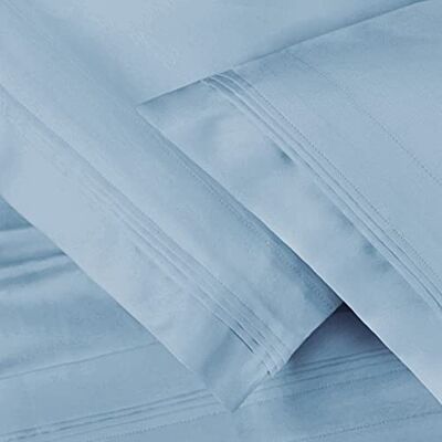 Superior Lot de 2 taies d'oreiller en coton 650 fils uni bleu bébé 51 x 102 cm Superior Lot de 2 taies d'oreiller en coton 650 fils uni bleu bébé 51 x 102 cm