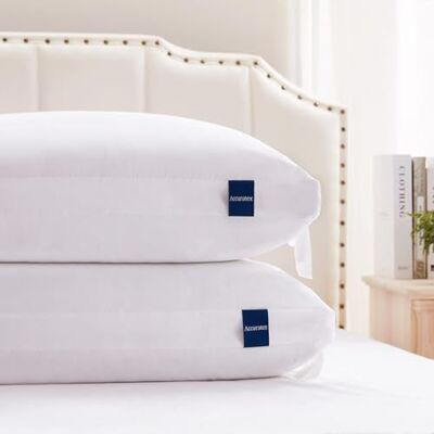 ACCURATEX Lot de 2 oreillers hybrides en mousse à mémoire de forme King Size avec rembourrage en microfibre et housse amovible, coussins de lit réglables en hauteur pour le côté, le dos, les personnes ACCURATEX Lot de 2 oreillers hybrides en mousse à mémoire de forme King Size avec rembourrage en microfibre et housse amovible, coussins de lit réglables en hauteur pour le côté, le dos, les personnes