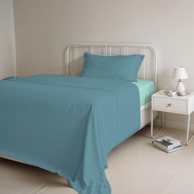 Italian Bed Linen Natural Color ensemble de draps de lit, Sarcelle/Vert eau, Small double Italian Bed Linen Natural Color ensemble de draps de lit, Sarcelle/Vert eau, Small double