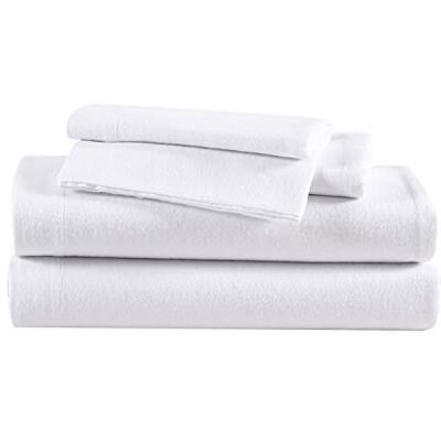 Eddie Bauer Home Flannel Collection Parure de lit en coton, pré-rétréci et brossé pour plus de douceur, de confort et de confort, pour très grand lit, blanc Eddie Bauer Home Flannel Collection Parure de lit en coton, pré-rétréci et brossé pour plus de douceur, de confort et de confort, pour très grand lit, blanc