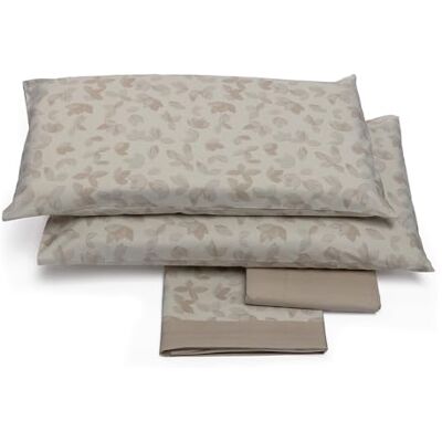 Foppapedretti Notte & Nature Parure de lit double 2P, drap plat, drap-housse et 2 taies d'oreiller ; feuilles de sable 100% coton, fabriqué en Italie Foppapedretti Notte & Nature Parure de lit double 2P, drap plat, drap-housse et 2 taies d'oreiller ; feuilles de sable 100% coton, fabriqué en Italie