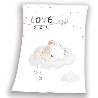 Herding Couverture pour Bébés, Petit Ours Endormi, 75 x 100 cm, Polyester Tout Doux, Blanc Herding Couverture pour Bébés, Petit Ours Endormi, 75 x 100 cm, Polyester Tout Doux, Blanc