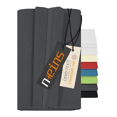 npluseins Drap plat 1 personne coton, 150x250 cm drap de lit 100% coton doux et confortable drap sans élastique, disponible en 7 couleurs anthracite npluseins Drap plat 1 personne coton, 150x250 cm drap de lit 100% coton doux et confortable drap sans élastique, disponible en 7 couleurs anthracite