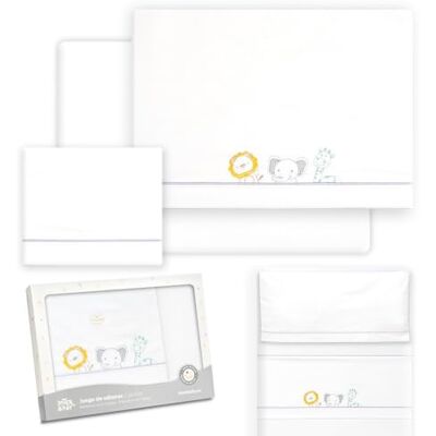 Interbaby Parure de lit bébé en coton pour berceau Jungle Ensemble 3 pièces, drap-housse + drap plat + taie d'oreiller Interbaby Parure de lit bébé en coton pour berceau Jungle Ensemble 3 pièces, drap-housse + drap plat + taie d'oreiller