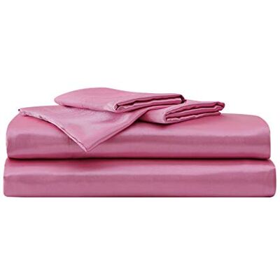Betsey Johnson Parure de lit Queen size, luxueuse en satin, décoration d'intérieur lisse et soyeuse (rose, grand lit) Betsey Johnson Parure de lit Queen size, luxueuse en satin, décoration d'intérieur lisse et soyeuse (rose, grand lit)