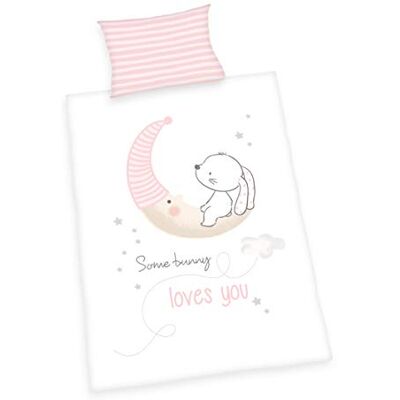Herding Parure de Lit Réversible pour Enfants, Petit Lapin, Housse de Couette 100x135 cm, Taie d'Oreiller 40x60 cm, Coton/Renforcé, Blanc Herding Parure de Lit Réversible pour Enfants, Petit Lapin, Housse de Couette 100x135 cm, Taie d'Oreiller 40x60 cm, Coton/Renforcé, Blanc