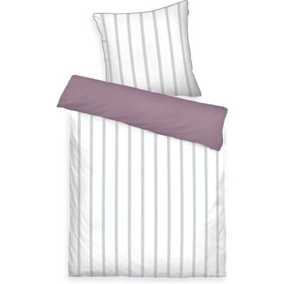 TOM TAILOR Satin-Bettwäsche, 60 x 80 cm + 140 x 200 cm, 100% Baumwolle/Satin, mit farbiger Paspel am Kissen, Wendemotiv und Markenreißverschluss, CLASSIC SATIN STRIPES Weiß, Lila (Cozy Mauve, Fresh TOM TAILOR Satin-Bettwäsche, 60 x 80 cm + 140 x 200 cm, 100% Baumwolle/Satin, mit farbiger Paspel am Kissen, Wendemotiv und Markenreißverschluss, CLASSIC SATIN STRIPES Weiß, Lila (Cozy Mauve, Fresh