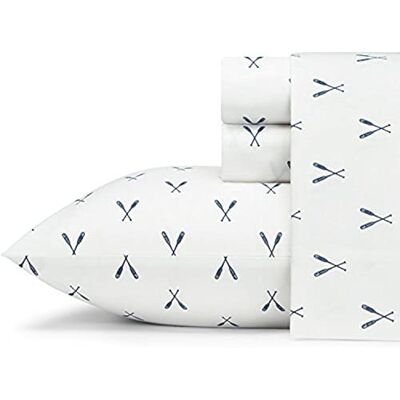 Eddie Bauer Parure de lit Queen size en percale de coton, décoration d'intérieur nette et fraîche (Eddies Oar, Queen) Eddie Bauer Parure de lit Queen size en percale de coton, décoration d'intérieur nette et fraîche (Eddies Oar, Queen)