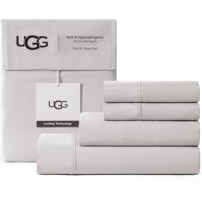 UGG Hedi Parure de lit 4 pièces rafraîchissante avec 2 taies d'oreiller, hypoallergénique, lavable en machine, douce et légère pour chambre à coucher, lit double XL, gris pierre UGG Hedi Parure de lit 4 pièces rafraîchissante avec 2 taies d'oreiller, hypoallergénique, lavable en machine, douce et légère pour chambre à coucher, lit double XL, gris pierre