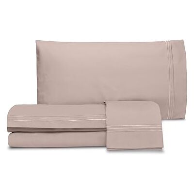 hermet Laura Biagiotti Parure de lit double couleur unie avec broderie, 100% percale de coton, drap plat, drap housse de lit, taies d'oreiller, rose antique hermet Laura Biagiotti Parure de lit double couleur unie avec broderie, 100% percale de coton, drap plat, drap housse de lit, taies d'oreiller, rose antique