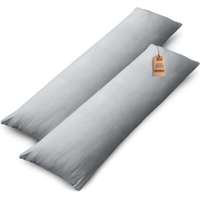 NatureMark Lot de 2 Housses d'oreiller en Jersey Housse d'oreiller Oreiller pour dormeur latéral Coussin de Nuque Nombreuses Tailles et Couleurs Oeko-Tex (40 x 145 cm, Gris argenté) NatureMark Lot de 2 Housses d'oreiller en Jersey Housse d'oreiller Oreiller pour dormeur latéral Coussin de Nuque Nombreuses Tailles et Couleurs Oeko-Tex (40 x 145 cm, Gris argenté)