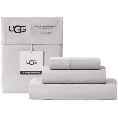 UGG 11793 Alahna – Parure de lit 3 pièces et taies d'oreiller pour lit simple, lavable en machine, poches profondes, infroissable, respirante, confortable, soyeuse et rafraîchissante, pierre UGG 11793 Alahna – Parure de lit 3 pièces et taies d'oreiller pour lit simple, lavable en machine, poches profondes, infroissable, respirante, confortable, soyeuse et rafraîchissante, pierre