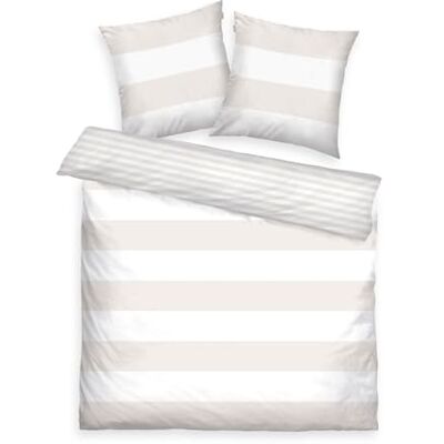TOM TAILOR Renforcé Parure de lit 2 x 80 x 80 cm + 200 x 220 cm, 100% coton/renforcé, avec motif réversible et fermeture éclair avec marque, Siena Blanc, Sable TOM TAILOR Renforcé Parure de lit 2 x 80 x 80 cm + 200 x 220 cm, 100% coton/renforcé, avec motif réversible et fermeture éclair avec marque, Siena Blanc, Sable