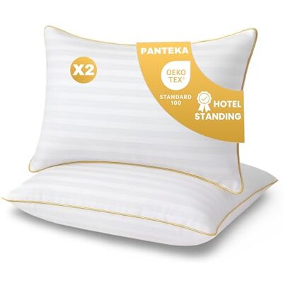 Panteka Oreiller 50x70cm lot de 2 Coussin de lit moelleux & doux Standing Hôtellerie luxe Respirant & Hypoallergénique Oeko-Tex Sommeil sur le Côté, le Dos et le Ventre Lavable en machine Panteka Oreiller 50x70cm lot de 2 Coussin de lit moelleux & doux Standing Hôtellerie luxe Respirant & Hypoallergénique Oeko-Tex Sommeil sur le Côté, le Dos et le Ventre Lavable en machine